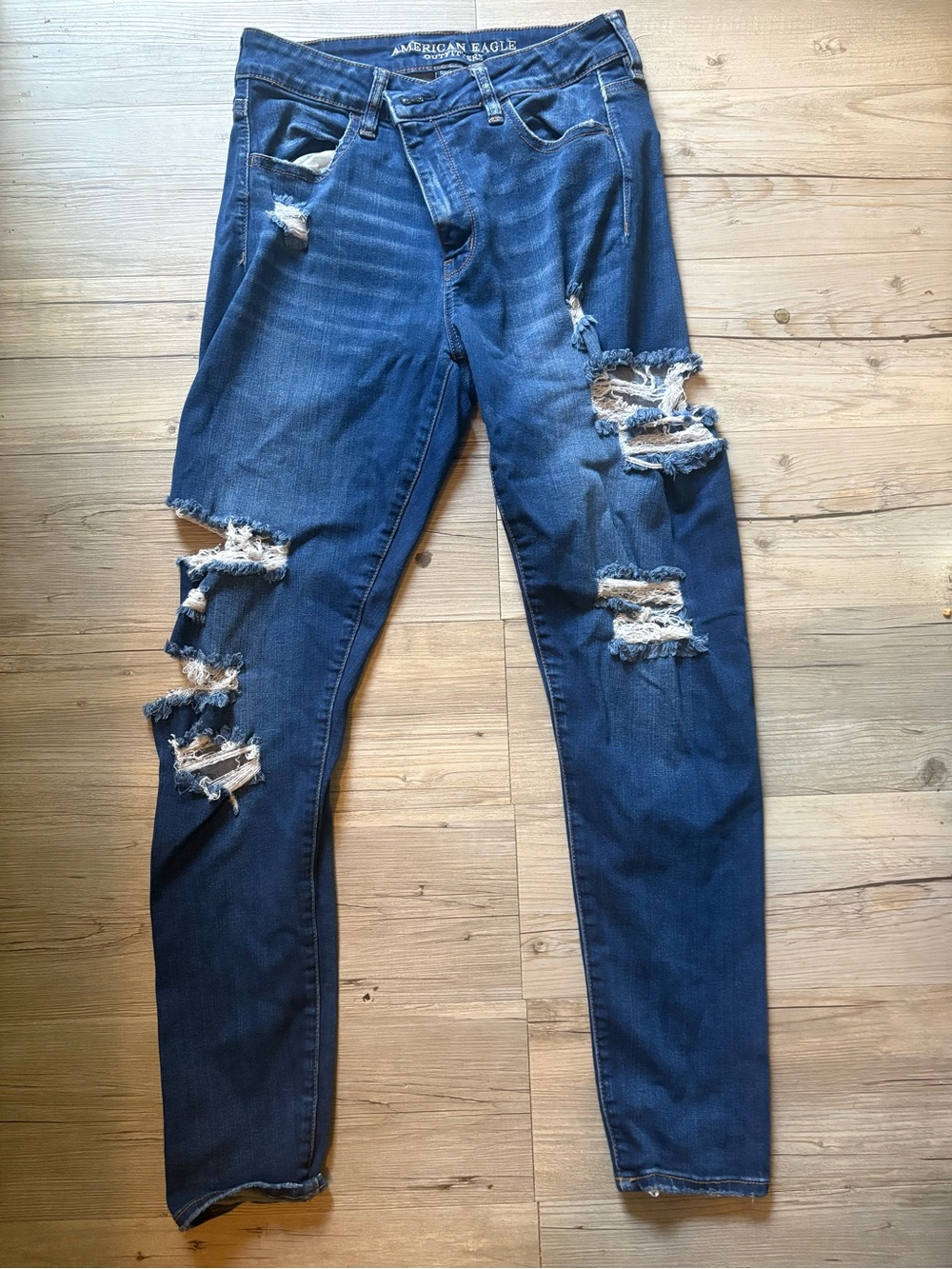 American Eagle Outfitters Dark Blue Ripped Skinny Jeans